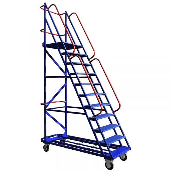 Лестница передвижная, десять ступеней ЛС 10 (670х1854х2930) 160 черная резина, тормоз HV Market