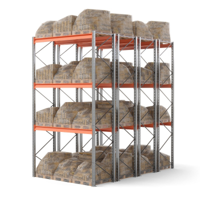 Стеллаж двойной глубины 5000х2700х1100 мм. Уровни хранения: пол+3 (3000 кг на ярус) HV Market