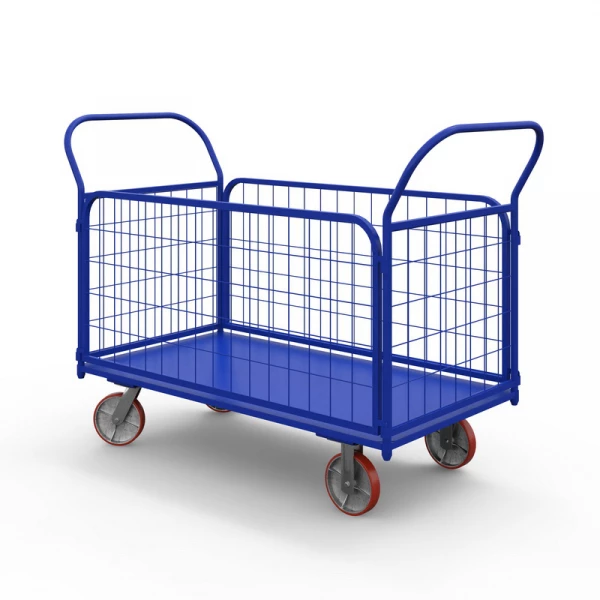 Тележка платформенная с сетчатыми бортами ТС 1 (500х800) г/п 600 кг.150 чугун/полиуретан HV Market