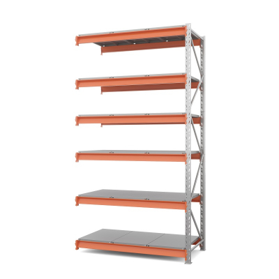 Секция приставная стеллажа металлического ОПТИМА, 3500х1530х785 мм. Полки: 6 шт. метал. HV Market