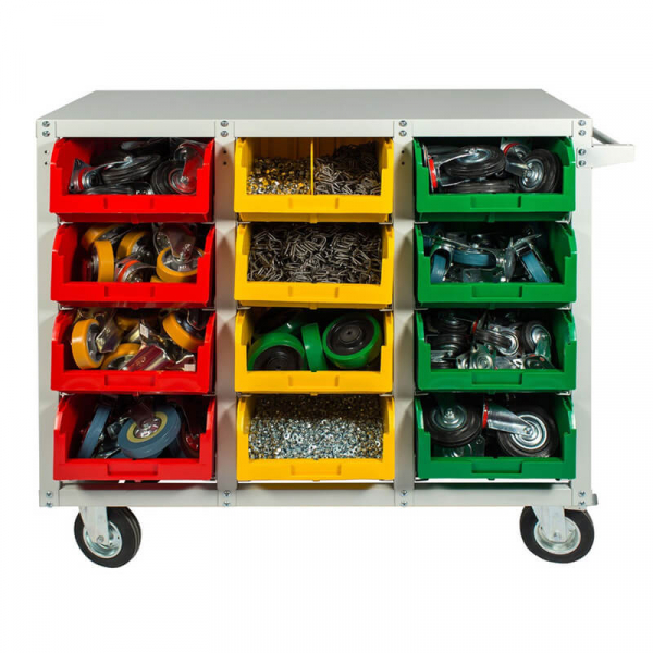 Стеллаж с направляющими мобильный односторонний V4-12ячеек (200К), г/п до 500кг HV Market