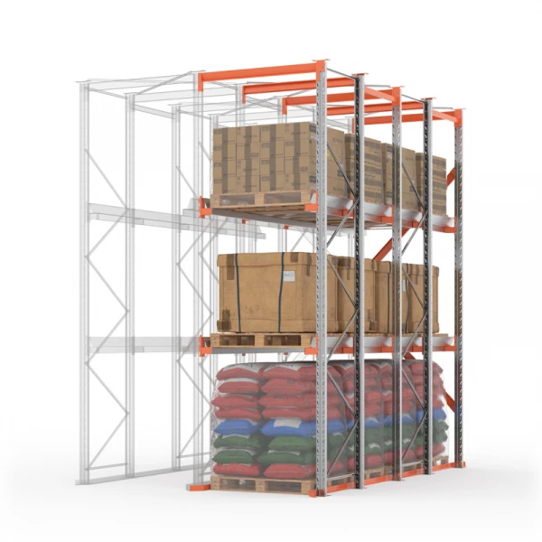 Секция доборная стеллажа набивного паллетного 4500х4200х1050 (85.1.5). Ярусы: пол+2 HV Market