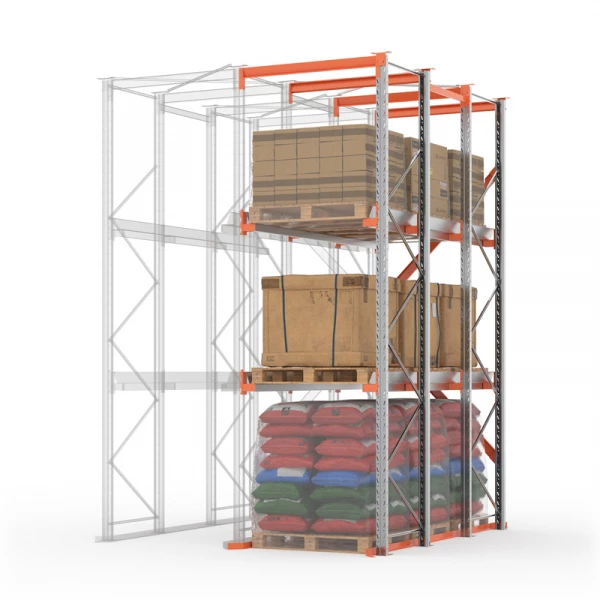 Секция доборная стеллажа набивного паллетного 4500х3300х1100 (85.1.5). Ярусы: пол+2 HV Market
