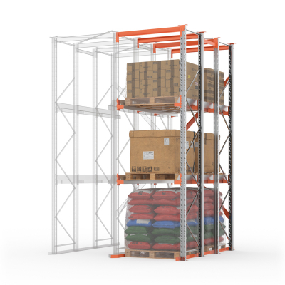 Секция доборная стеллажа набивного паллетного 4500х2550х850 (85.1.5). Ярусы: пол+2 HV Market