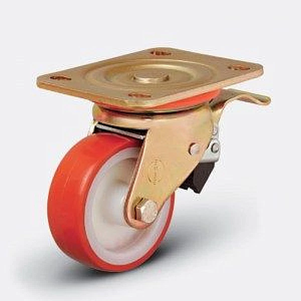 Колесо большегрузное полиуретановое поворотное ED01 ZBP ⌀ 125 F с тормозом HV Market