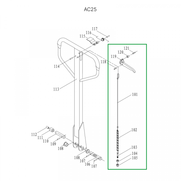 Тяга цепная в сборе для ручки гидравлических тележек DF25 HV Market