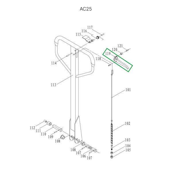 Рычаг управления режимом работы для гидравлических тележек DF25 HV Market