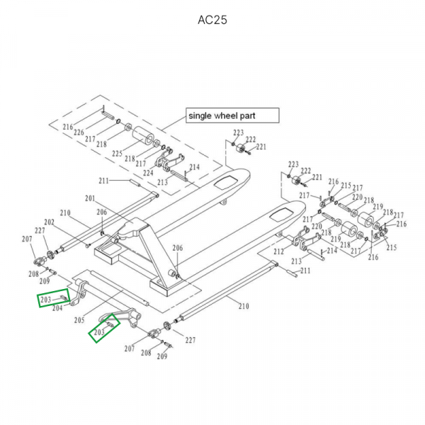 Ось крепления углового рычага к опорной площадке для гидравлических тележек AC25 HV Market
