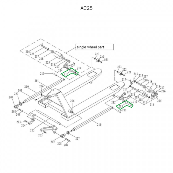 Ось крепления рычага силового блока для гидравлических тележек AC25 HV Market